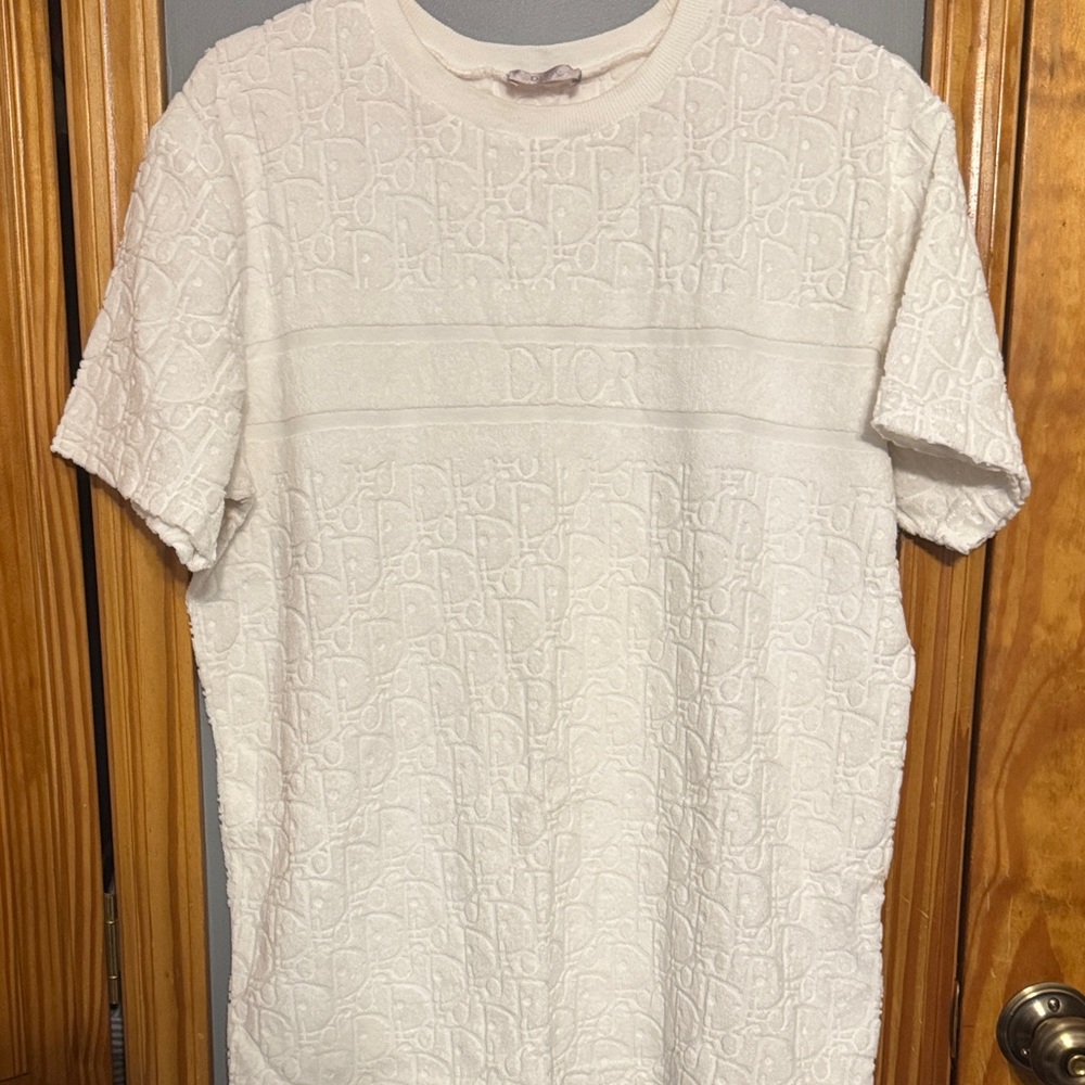Dior Ivory Embossed Short Sleeve Tee